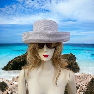 Vintage Bucket Hat BETMAR Lilac Paper Straw Hat Women Beach Hat Sun Protect Hat